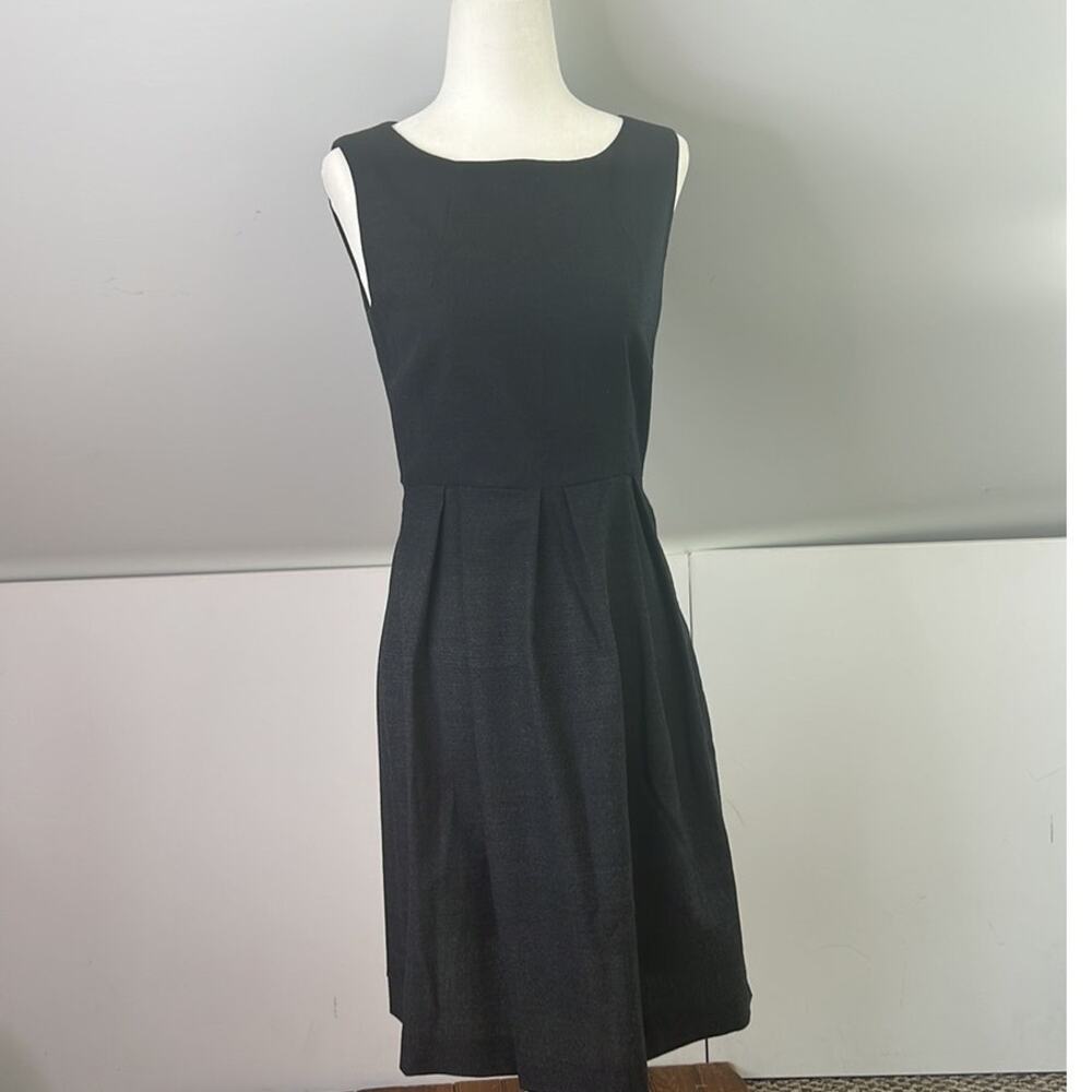 Theory Black Sleeveless Pleated Waist Mini Dress